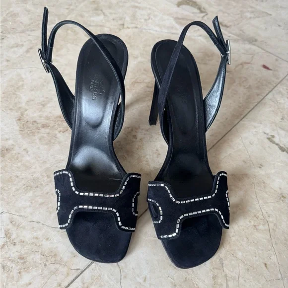 Hermes heels Elegant Black Women's Sandals